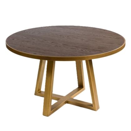 Mesa Comedor Redonda Roble Natural Metal Oro, 150 Ø