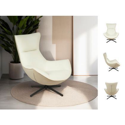 Sillón Giratorio Hans Blanco/Beige