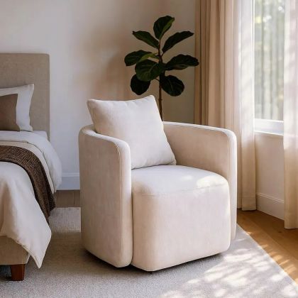 Beige Swivel Armchair 76 X 70 X 84 Cm