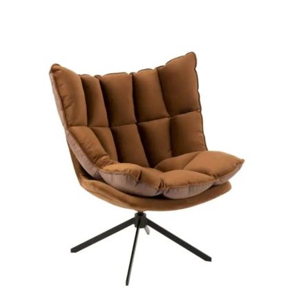 Swivel Armchair Ochre Brown Cushions