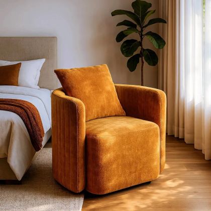 Ochre Swivel Armchair 76 X 70 X 84 Cm