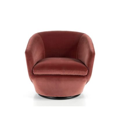 Sillón Giratorio Estilo Mid Century Tapizado Terciopelo Acero, 78 Cm