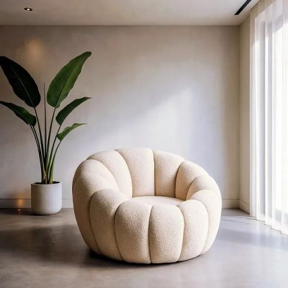 Beige Wood Beanbag Armchair 92 X 89 X 61 Cm