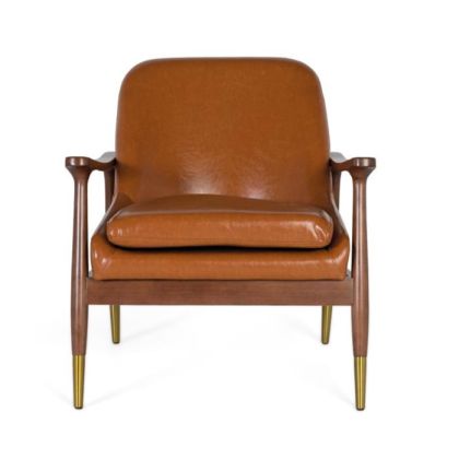 Sillón Tapizado Marrón Madera, 75 Cm