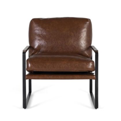 Sillón Tapizado Marrón Oscuro Hierro, 70 Cm