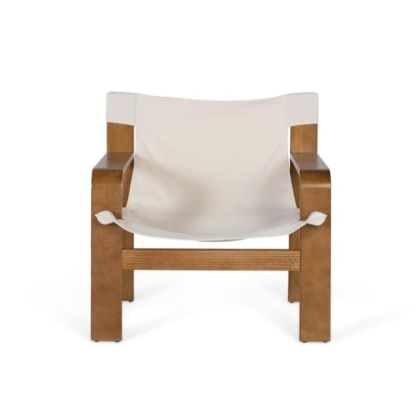 Beige Fabric Wood Armchair, 76 Cm