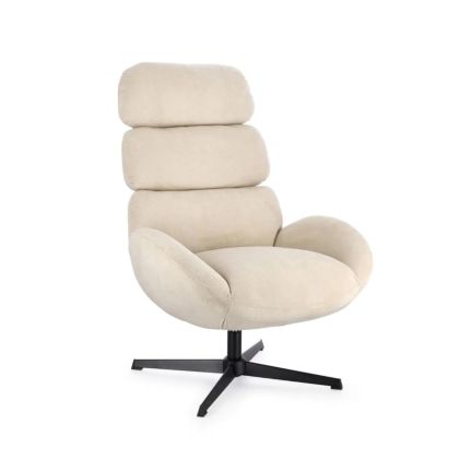 Swivel White Armchair Steel Wood, 76 cm