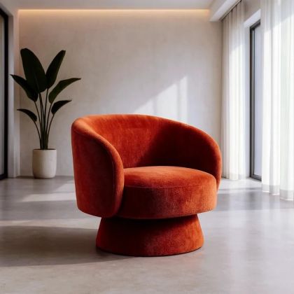 Swivel Terracotta Fabric Armchair 78 X 79 X 77 Cm