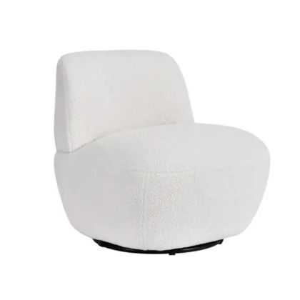 Sillón moderno contrachapado tapizado en tejido blanco.