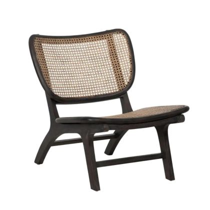 Black Rattan Teak Wood Armchair, 84 X 58 X 74 Cm