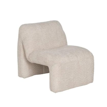 Design Relax Armchair Beige Fabric Wood, 62 X 86 X 69 Cm