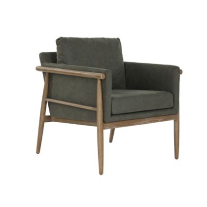 Green Upholstered Ash Wood Armchair, 71 Cm