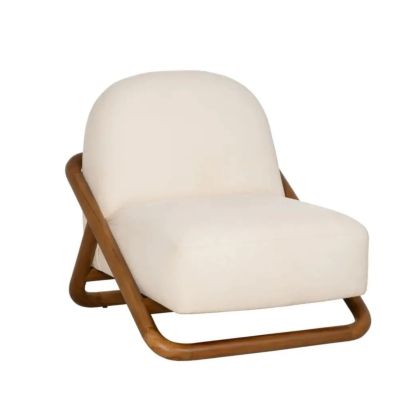 White Woven Armchair Natural Teak Wood, 75 X 85 X 79 Cm