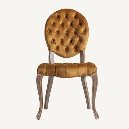 Silla Madera Terciopelo Mostaza, 54 Cm