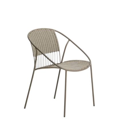 Silla de exterior en acero y cuerda topo 58,5 cm