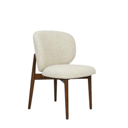 Silla Bouclé Madera Marrón Chenilla Beige, 82 Cm