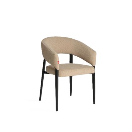 Silla Bruges Tejido Beige Hierro Negro, 82  Cm