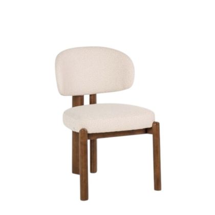 Silla chenilla beige madera marrón