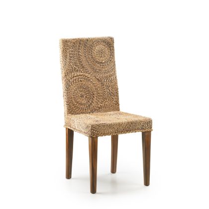 Silla Comedor Círculos Ratán Madera Caoba, 46 Cm