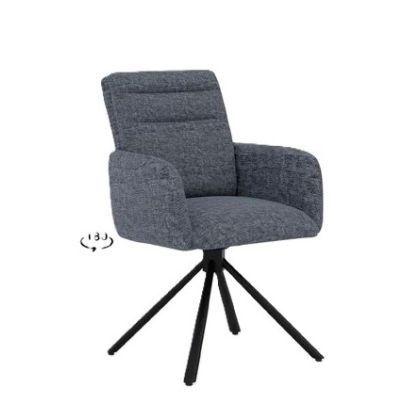 Silla Giratoria Tela Metal Negro, 60 Cm