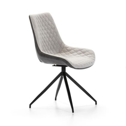 Silla Giratoria Tapizado Beige Gris Metal, 55 Cm