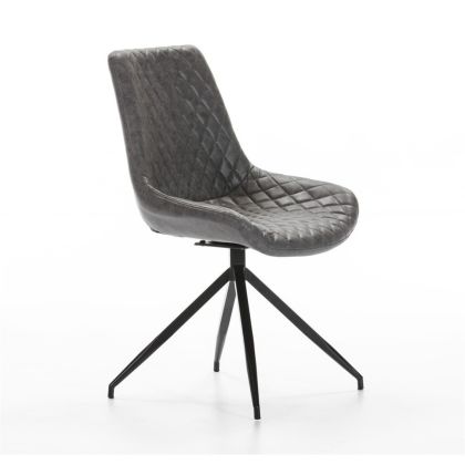Silla Giratoria Tapizado Gris Metal, 55 Cm