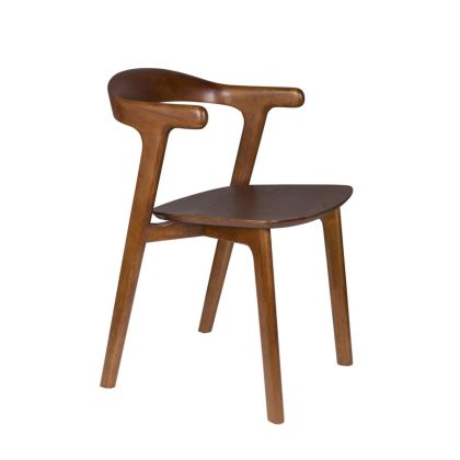 Silla nórdica en madera de caucho y contrachapada marrón.
