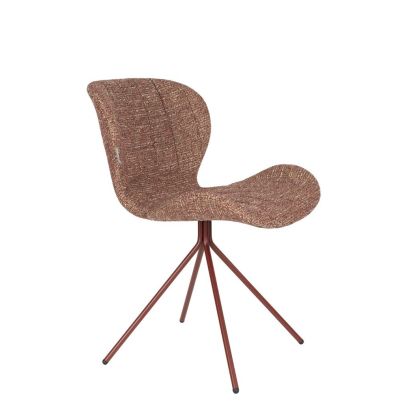 Silla en madera tapizada y acero rojo, 59 cm