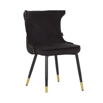 Silla Comedor Tachuelas Terciopelo Negro 49x54x79 Cm