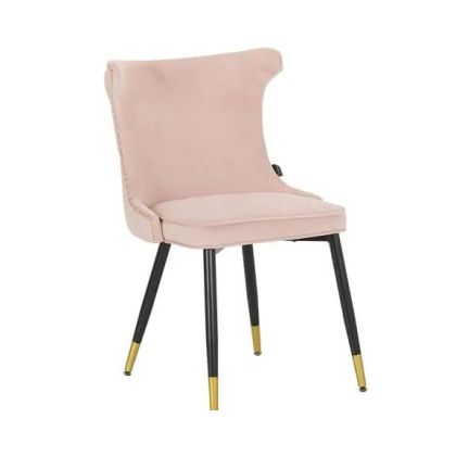 Silla Comedor Tachuelas Terciopelo Rosa 49x54x79 Cm