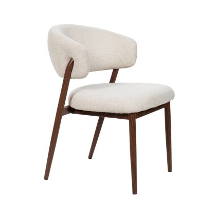 Silla Comedor Tapizado Beige Acero Efecto Madera, 56 Cm