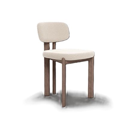 Pack 2 Sillas Tapizado Bouclé Crema Patas Acabado Nogal, 46 Cm