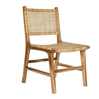 Natural Teak Wood Rattan Chair