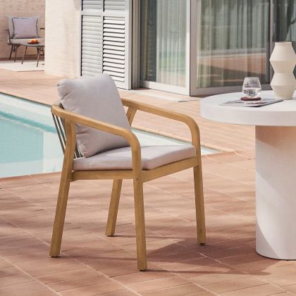 Silla con Cojines Madera Eucalipto Cuerda, 58 Cm
