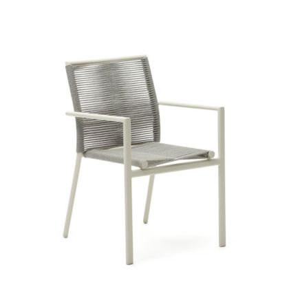 silla De Exterior  Aluminio Cuerda Blanco, 56 Cm