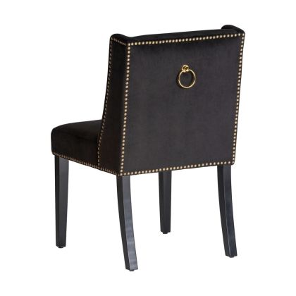 Silla Terciopelo Negro Madera, 53 Cm