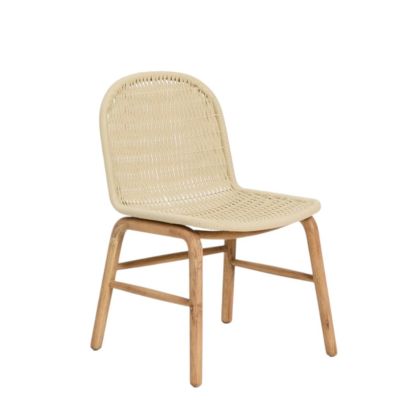 Silla de exterior en madera de acacia natural y cuerda trenzado crudo 55 cm
