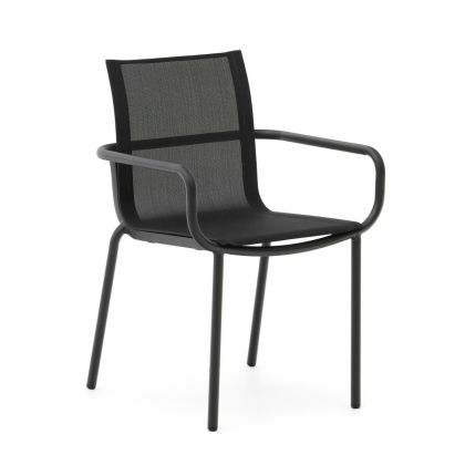 Silla Exterior Apilable Aluminio Gris Oscuro, 58 Cm