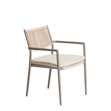 Silla de exterior en aluminio topo y cuerda beige 56 cm