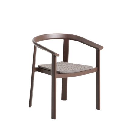 Silla de exterior en aluminio y asiento de cuerda color marrón 59 cm