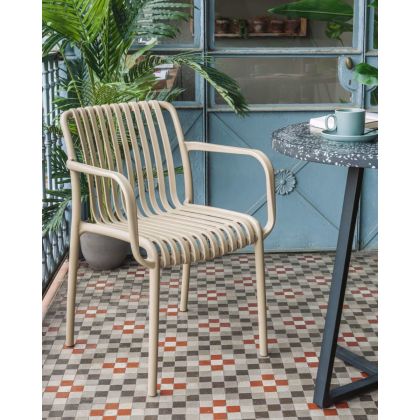 Silla Exterior Apilable Polipropileno Beige, 57 Cm