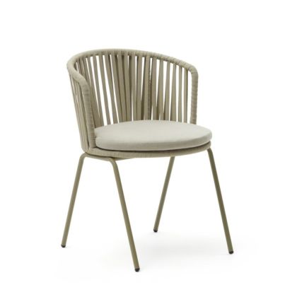 Silla Exterior Cuerda Acero Acabado Verde, 59 Cm