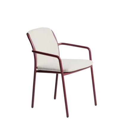 Silla de exterior en aluminio granate y cojín beige 56 cm
