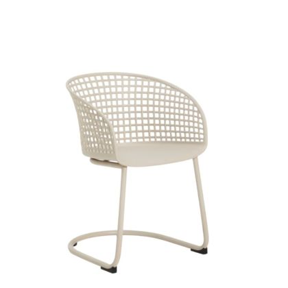 Silla de exterior en plástico y acero beige 54 cm