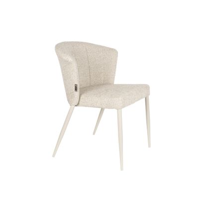 Silla en madera tapizada beige y patas de metal 61,5 cm
