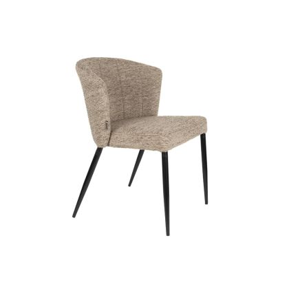 Silla en madera tapizada marrón y patas de metal negro 61,5 cm