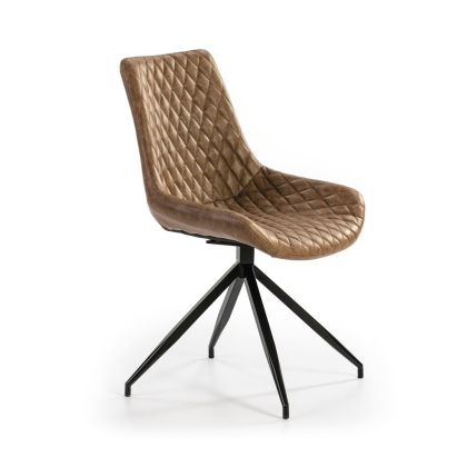 Silla Giratoria Tapizado Marrón Metal, 55 Cm