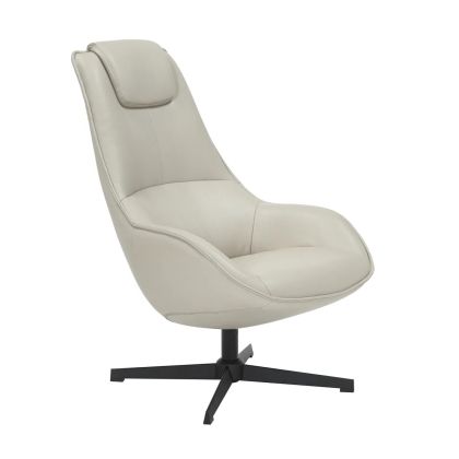 Silla giratoria en poliuretano gris claro y metal negro 66 cm