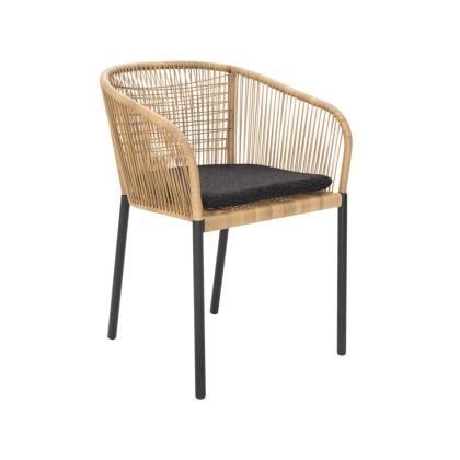 Silla Jardín Delta Ratán Natural Aluminio Negro, 55 cm