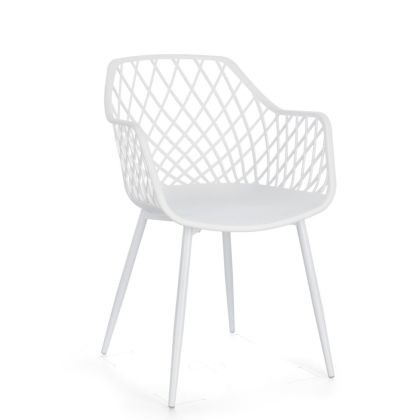 Silla Jardín Polipropileno Acero Blanco, 58 Cm